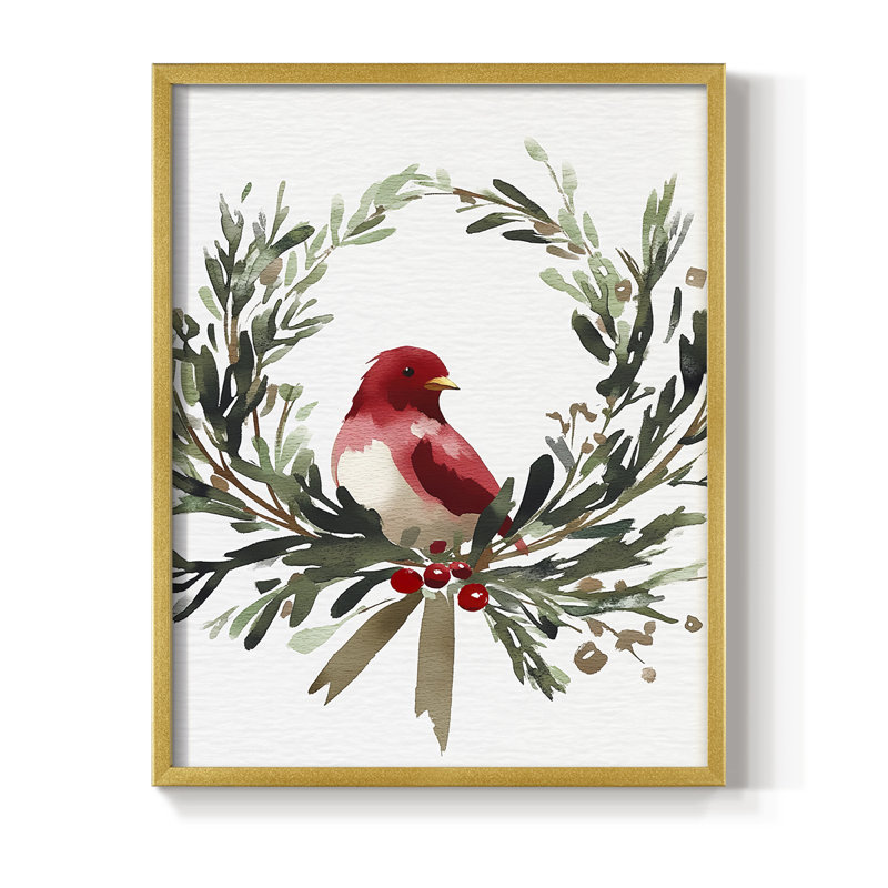 «Christmas Holiday Art», reproduction encadrée cmxxxiv - bois massif, H 15 po x l 12 po, Doré