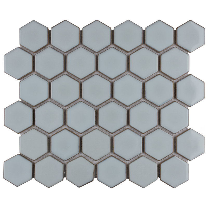 Hudson Due 2" x 2" Hex Porcelain Mosaic Wall & Floor Tile, Silk White