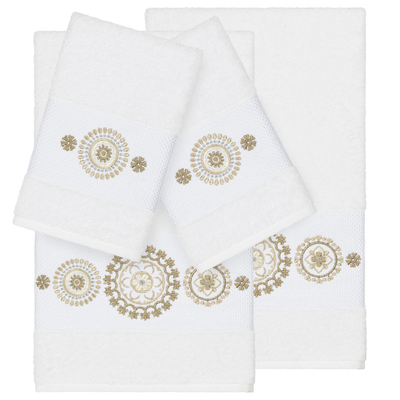 Isabelle Turkish Cotton Towel Set, White, 4 Piece Towel Set