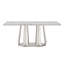 Table de salle à manger en marbre pour 6 personnes, table de salle à manger rectangulaire en faux marbre 70 po avec base en acier inoxydable à finition miroir, table de cuisine moderne en marbre de grande taille (argent, blanc) (table seulement)-117345862-117345861