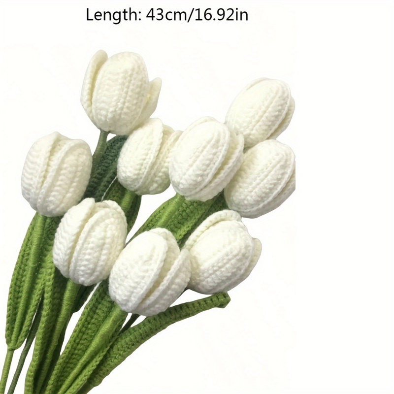 Bouquet de tulipes au crochet, Blanc