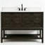 Meuble-lavabo autoportant en bois massif brun foncé 48 po avec plateau en marbre d'ingénierie-814698961