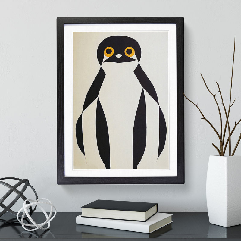 Penguin Abstract Art No.2 - Single Picture Frame Painting, Black Framed, 64cm H x 46cm W x 2cm D