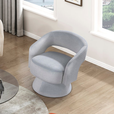 Mobilier moderne: siège pivotant en velours gris, fauteuil de luxe rembourré en bois massif, base