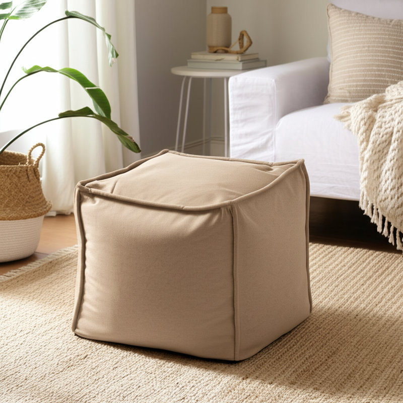 Qiviut Camel Square Pouf, Camel