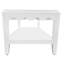 Table basse élégante à deux niveaux en bois de manguier beige avec bordure festonnée 48 po-1325921585
