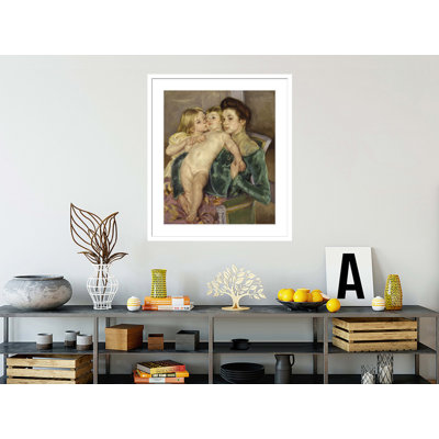 «The Caress» par Mary Cassatt, impression giclée sur cadre