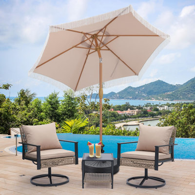 Ensemble de 4 chaises pivotantes d'extérieur 360 avec parasol 4 pièces