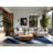 Soft Plush Guerdon Dragon Boat Festival Modern & Contemporary Striped Area Rug in Blue – Navy Binding-1165721910