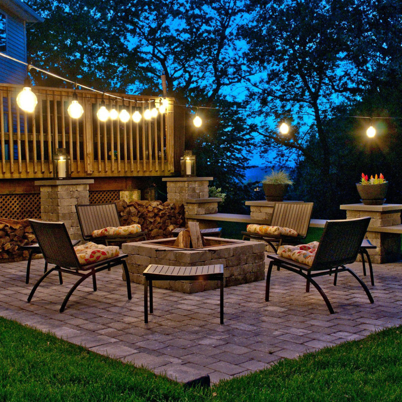 Outdoor String Light Set 48 Ft with 15 Clear S14 Incandescent Bulbs and E26 Sockets