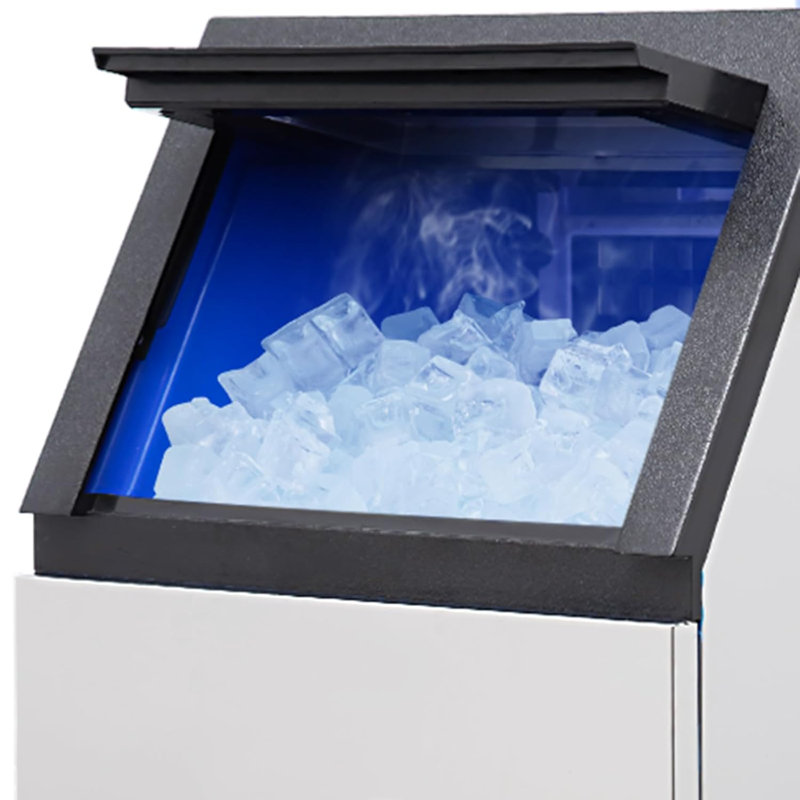 Machine à glaçons commerciale, machine à glaçons sous le comptoir en acier inoxydable de 120 lb / 24 heures avec grande capacité de rangement de glaçons, machine à glaçons autoportante pour restaurant, bar, cafés, bureau à domicile