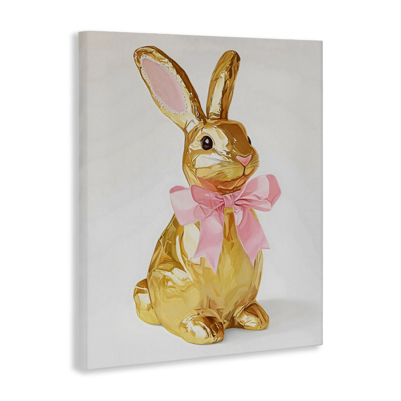 Lapin de Pâques doré avec toile de ruban, design par The Prints Vibe, 40 x 30