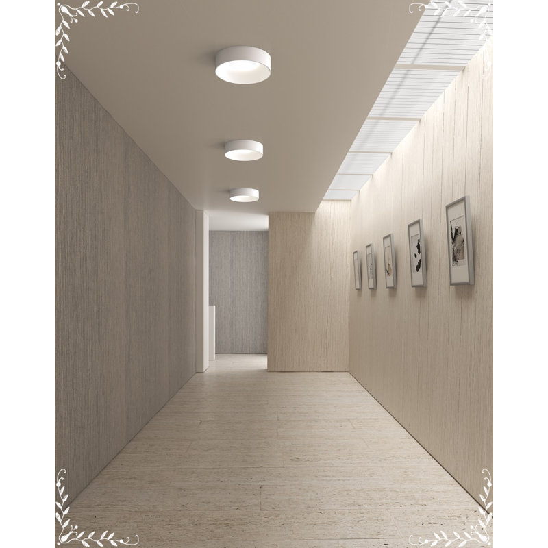 Ilios 1 - Light LED Flush Mount, 4.5" H x 14" W x 14" D, Satin White
