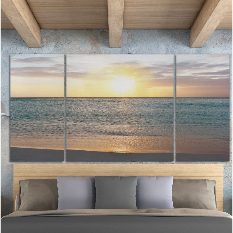 « coucher de soleil », photo multi-pièces de qualité supérieure sur toile, H 32 po x l 64 po x P 1,5 po