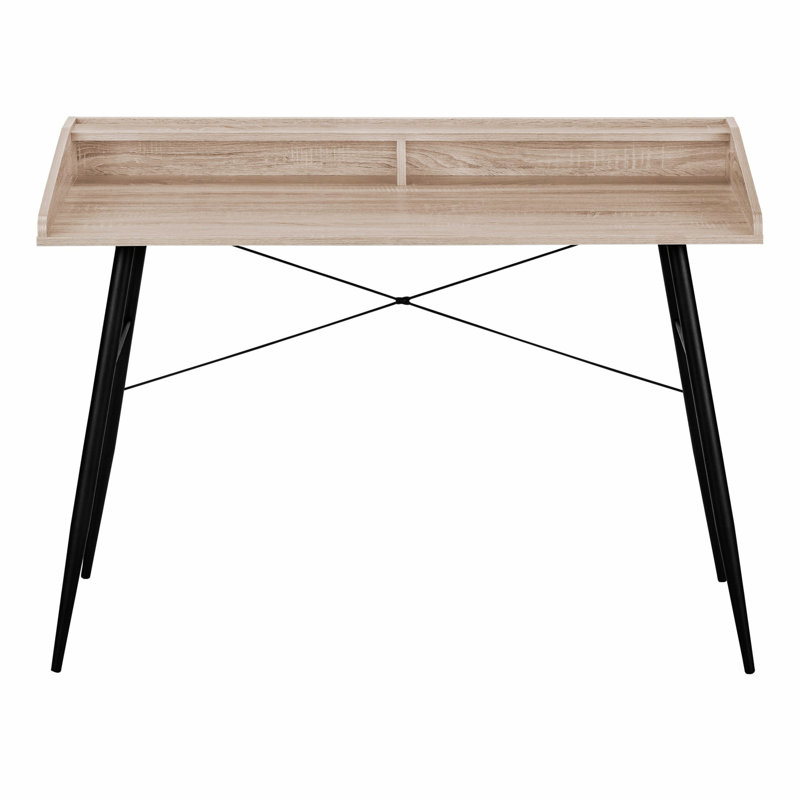 Computer Desk, Office Writing Desk With Storage Shelves And Metal Legs, Taupe