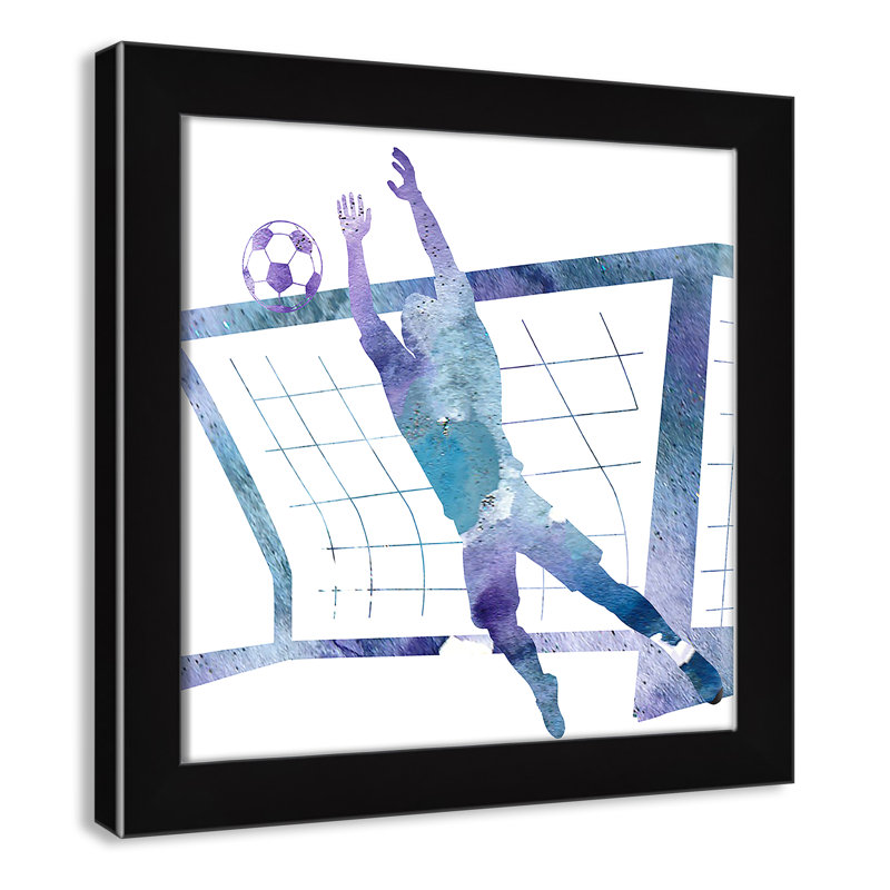Fille de football 2, H 14 po x l 14 po x P 0,63 po, Cadre noir