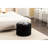 Round Footstool With Storage And Black Linen Blend Cover For Mobile Phones Laptops, 23.91" Width-2041749058