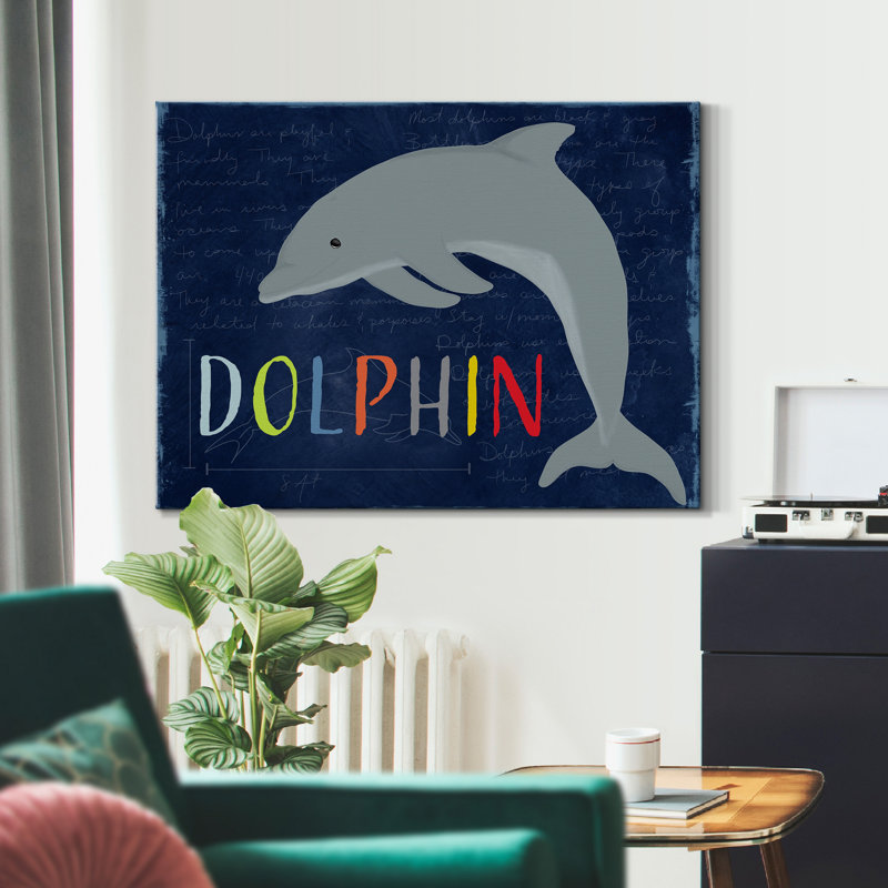 Dauphin - reproduction sur toile tendue, H 27 po x l 18 po x P 1 po