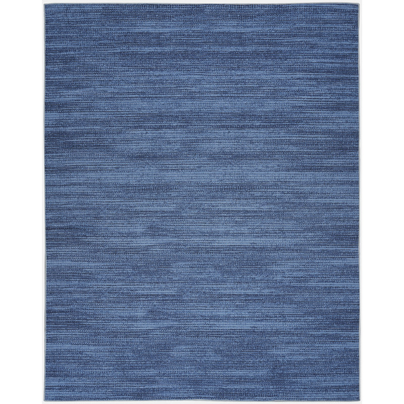 Daline Abstract Machine Washable Cotton Area Rug in Blue, Rectangle 6' x 9'