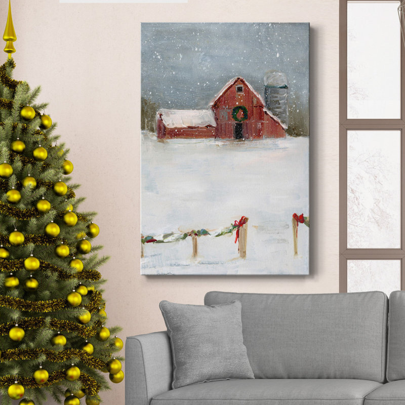 «Christmas On The Farm II», reproduction sur toile tendue, H 48 po x l 32 po x P 1 po