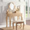 Ensemble de coiffeuse et tabouret de maquillage en bois, ensemble de coiffeuse et tabouret de maquillage en bois Ashley