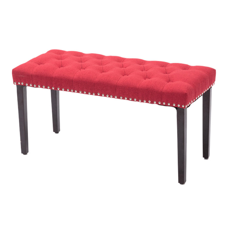 Red Polyester Blend Upholstered Entryway Bench