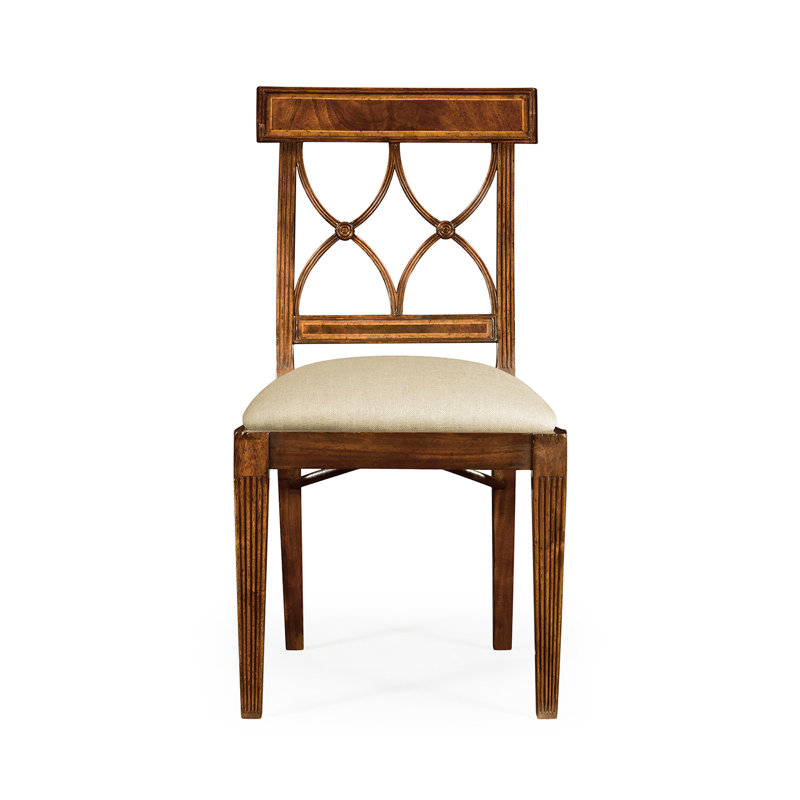 Upholstered Dining Chair, Tan, Antique Mahogany