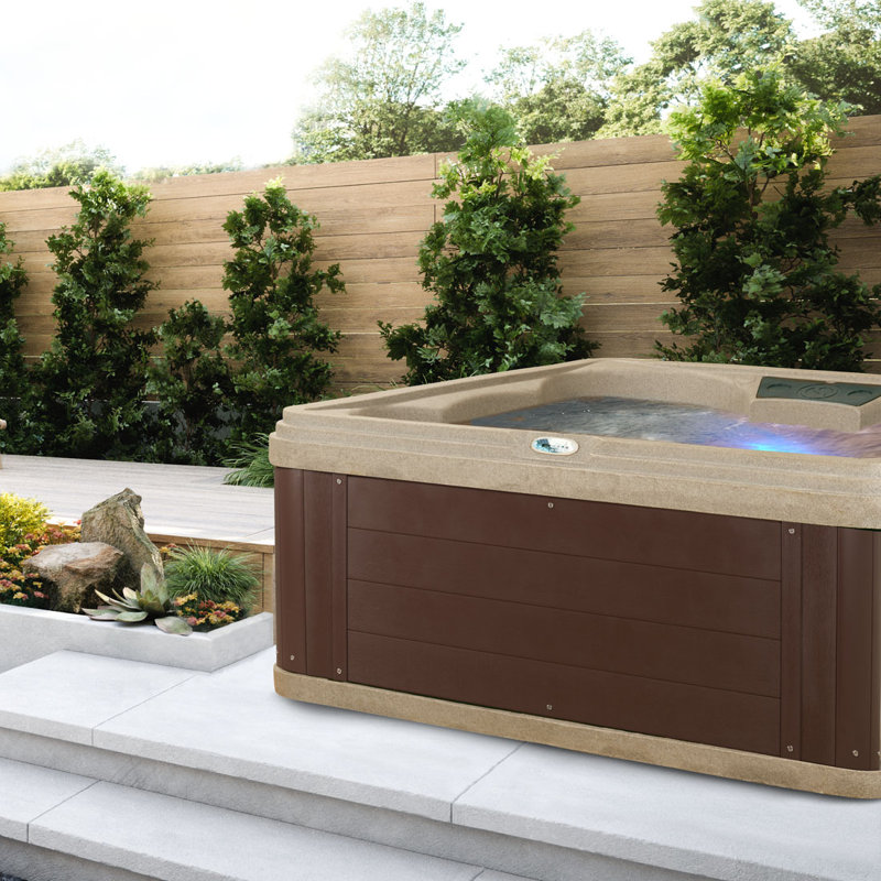 Ariana 6-Person Grey Polyethylene Square Hot Tub with Jets