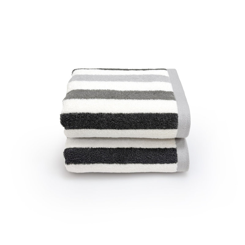Sellam Striped Hand Towels - Pack of 2, Grey