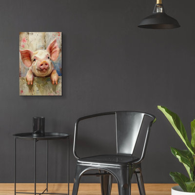 «Happy Pink Pig» par MomArt, verre mural
