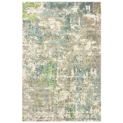 Tapis bleu / vert délavé noué à la main Kirkpatrick