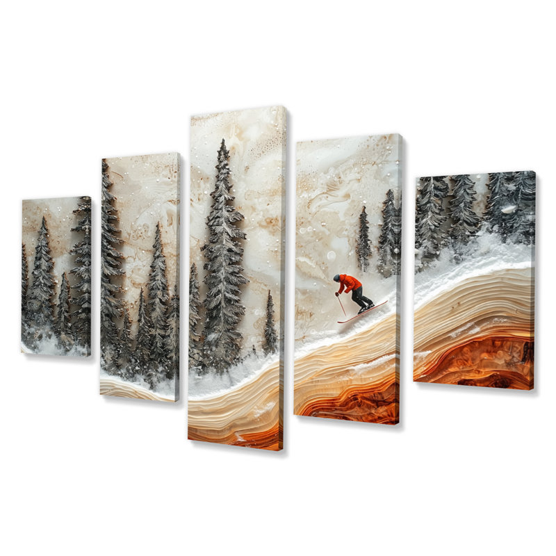 Cristal de ski dans un paysage d'hiver I - art mural ski - art mural moderne sur toile en losange