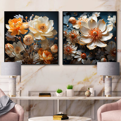 Buttercups Emotion Sunshine - ensemble de 2 collages carrés floraux