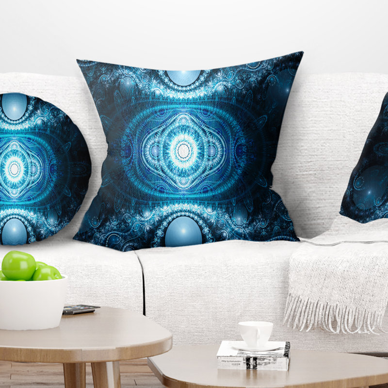 Motif cabalistique bleu clair - coussin abstrait imprimé, Coussin décoratif, 16 po x 16 po