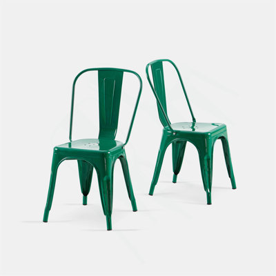 Industrial Metal Dining Chairs 18 Inch Seat Height Stackable, Indoor Outdoor, Lightweight Easy-Clean Surface, Easy Assembly, Durable Modern Design