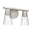 Éclairage pour salle de bain 2 lumières avec verre transparent nickel brossé 13,25 po Stamos-131043092-131043097-131043091