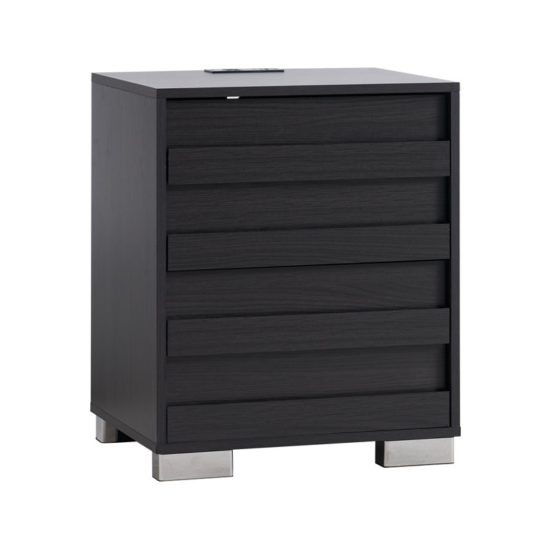 Tables de chevet Louby avec station de charge, noir, Noir