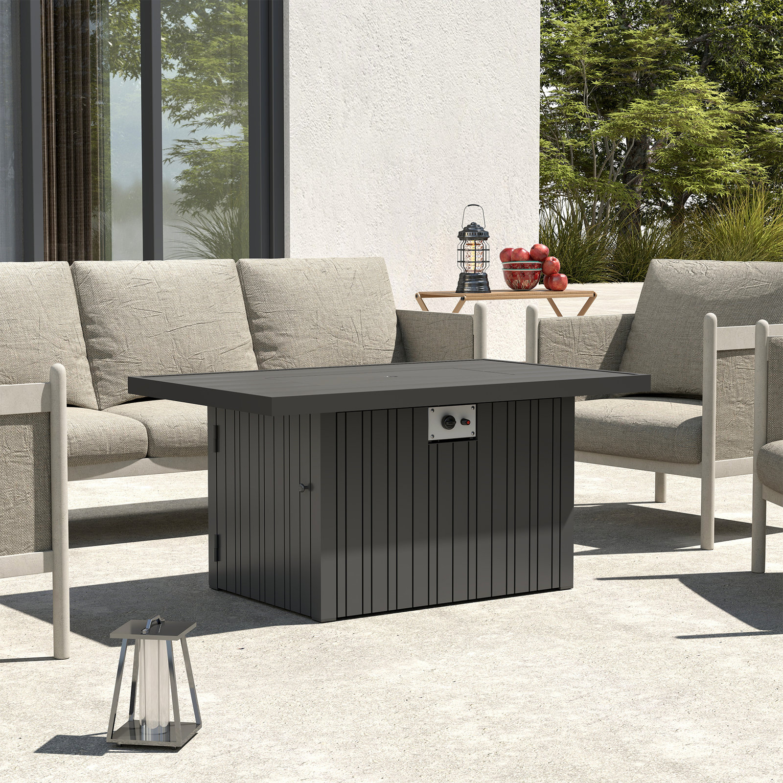 Rectangle Fire Pit Table, Black