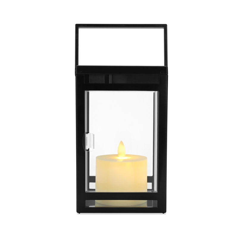 7.9'' H Tabletop Solar Lantern with Motorized LED Candle Included
