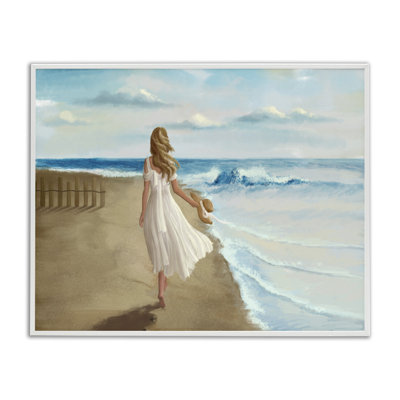 'Walk on the Beach Blue Ocean' by Ziwei Li - Painting Print