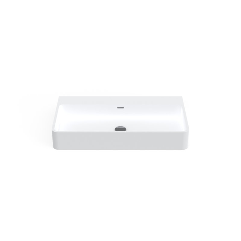 Badeloft 31.4" x 17.7" Rectangular Stone Resin Wall Mounted Bathroom Sink with Overflow WT-01-L-M in Matte White, Matte White
