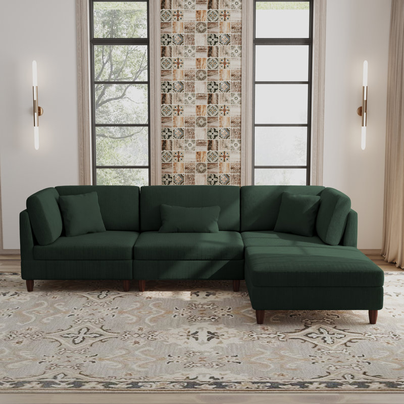 Seemab Modular Corner Sofa, Hunter Green