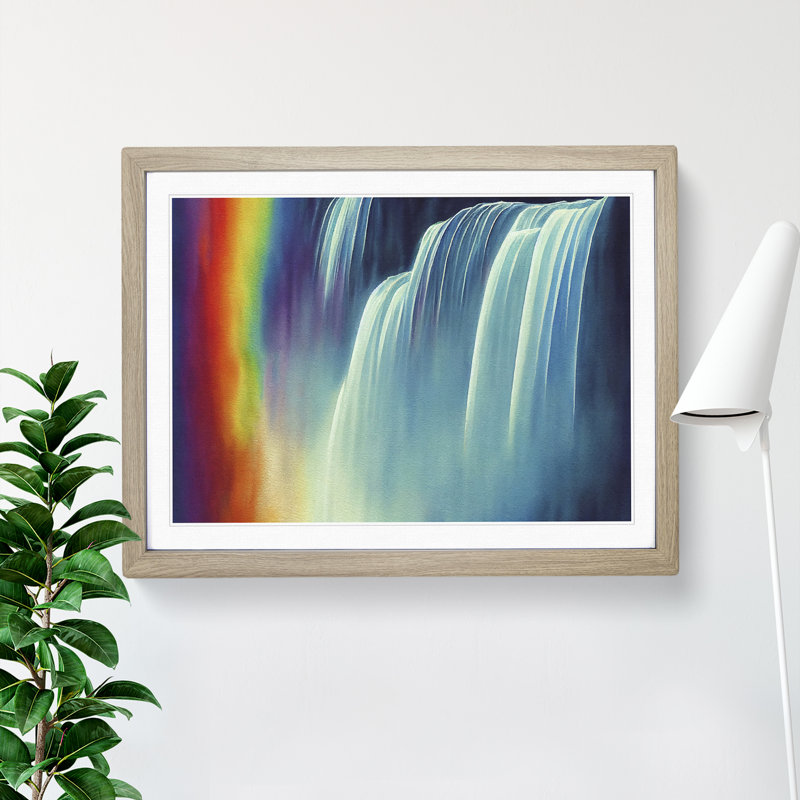 Colourful Watercolour - Single Picture Frame Print, 25cm H x 34cm W x 2cm D, Oak Framed