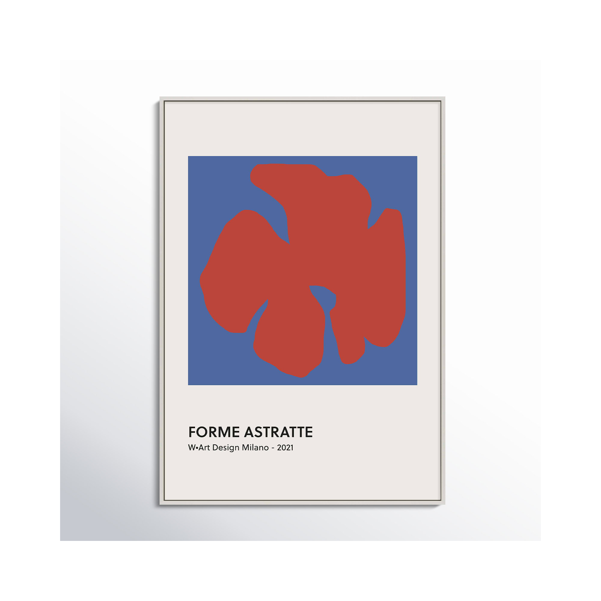 Despina Forme Astratte Blue & Red by Romina Gadler, 20" H x 14" W x 1.25" D, White Framed Canvas
