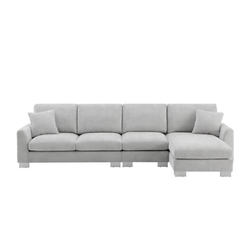 Emerton Modern Oversized Sectional Sofa, Light Gray Chenille
