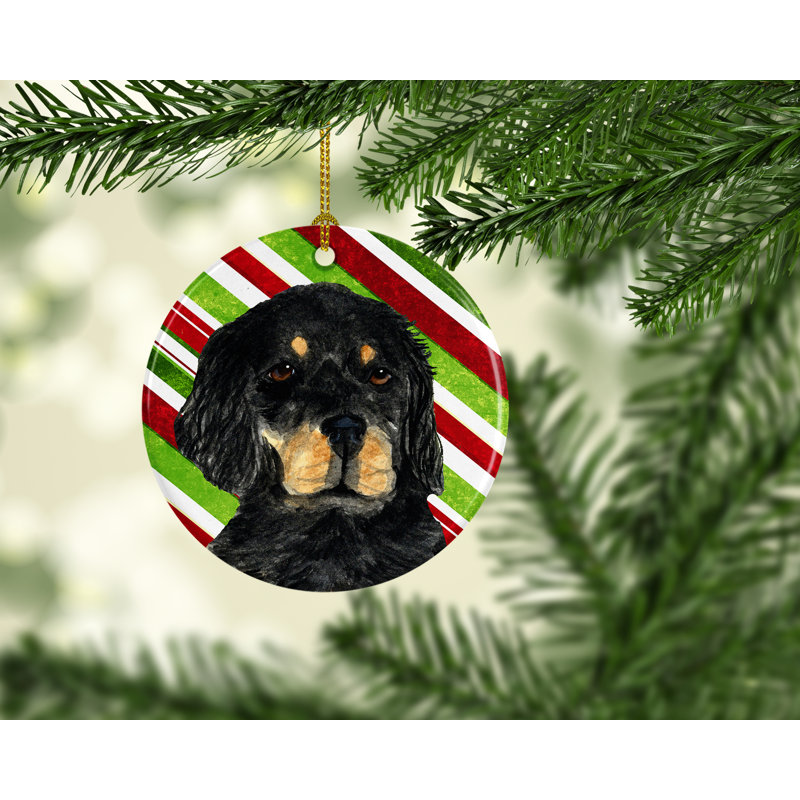 Ornement figurine suspendu en céramique de noël setter