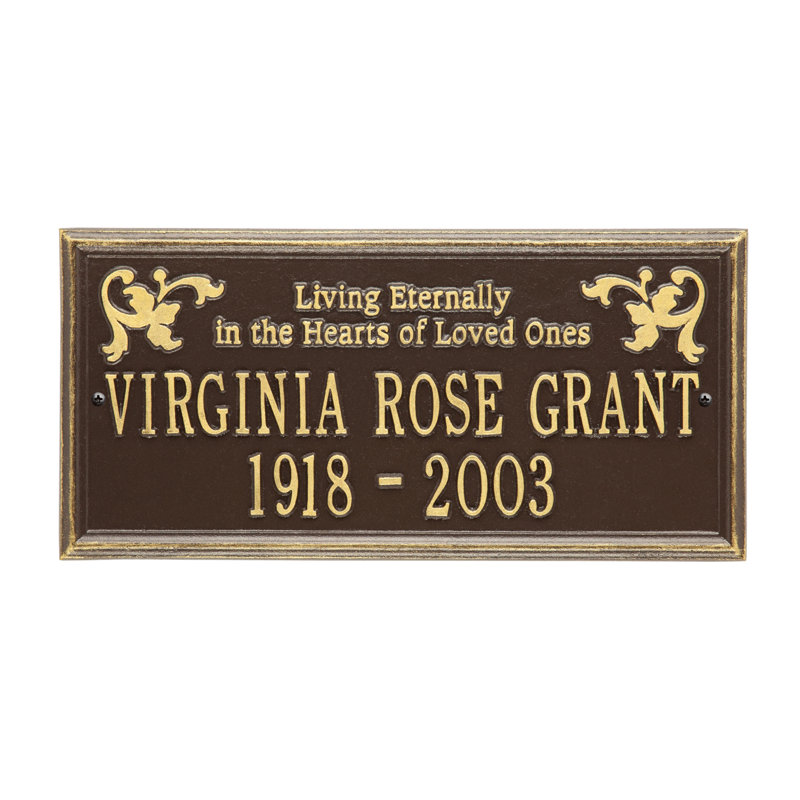 Wilmington 'Living Eternally' Memorial Plaque, Yes, Bronze/Gold