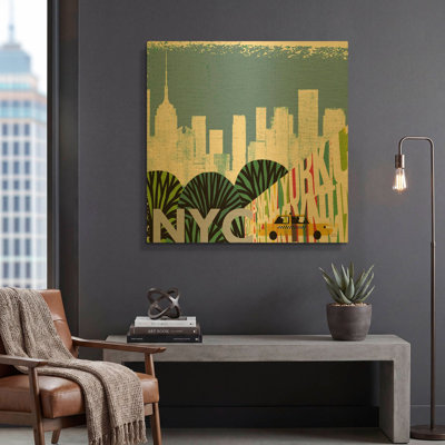 'New York City Life Nyc' By Michael Mullan Gold Metal Wall Art, 36" x 36"