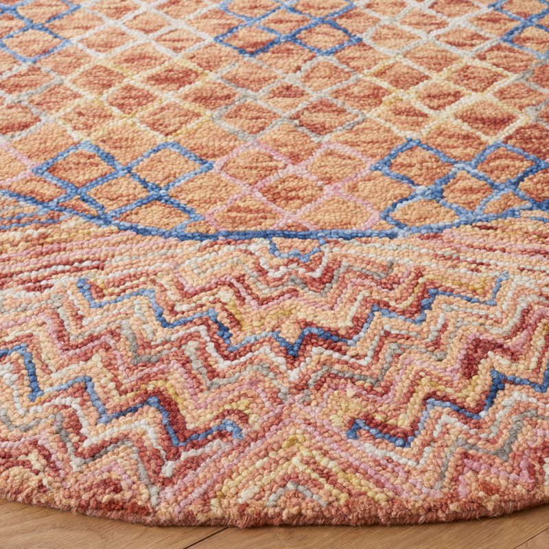 Tapis doré / rose en laine touffeté à la main Deyoung, Rond 6 pi