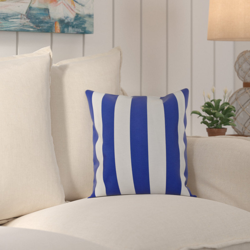 Railey Striped Reversible Throw Pillow, 16" x 16", Dazzling Blue